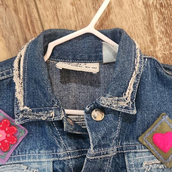Girls 3T Denim Jacket patches with floral applique oversized look JM Originals - Picture 6 of 10